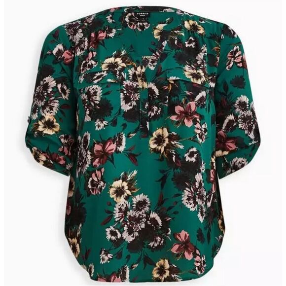 New! Torrid Green Floral Harper Tunic Sz 5X - Picture 4 of 7
